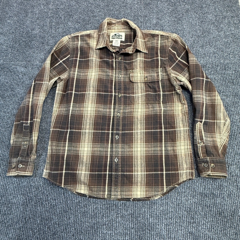 Old Mill Mens Size Large Plaid Flannel Button Down Long Sleeve Cotton Blend - Picture 1 of 10
